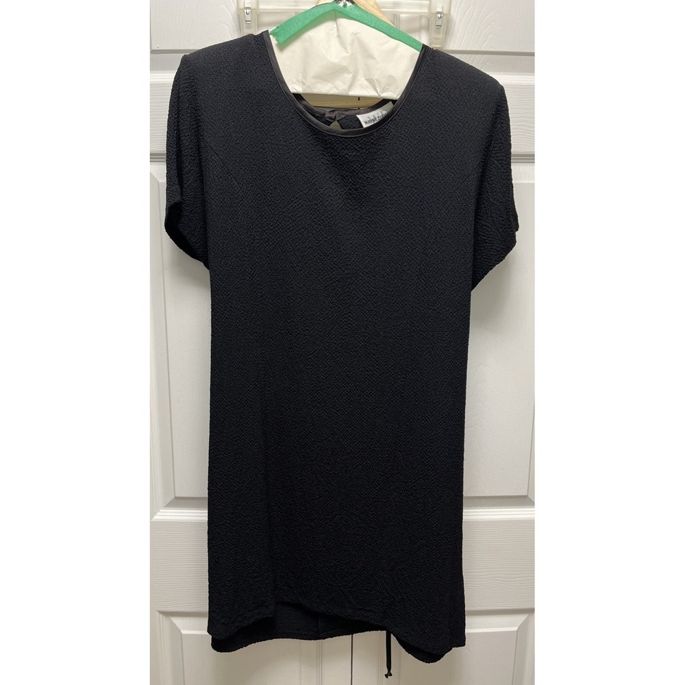 Vintage 90's Y2K Wayne Diamond Black short sleeve Button up mini Dress‎ Size 16